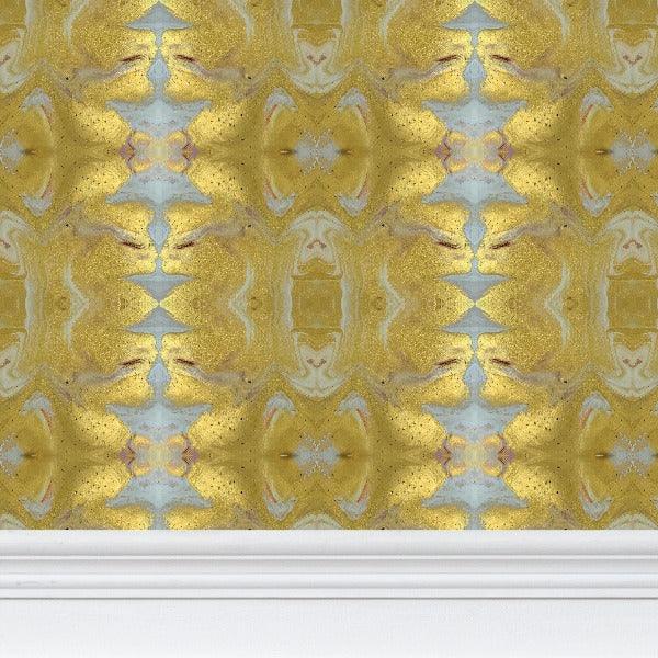 Gilt Gold & Merlot Luxury Wallpaper Large Repeat - Truett Designs
