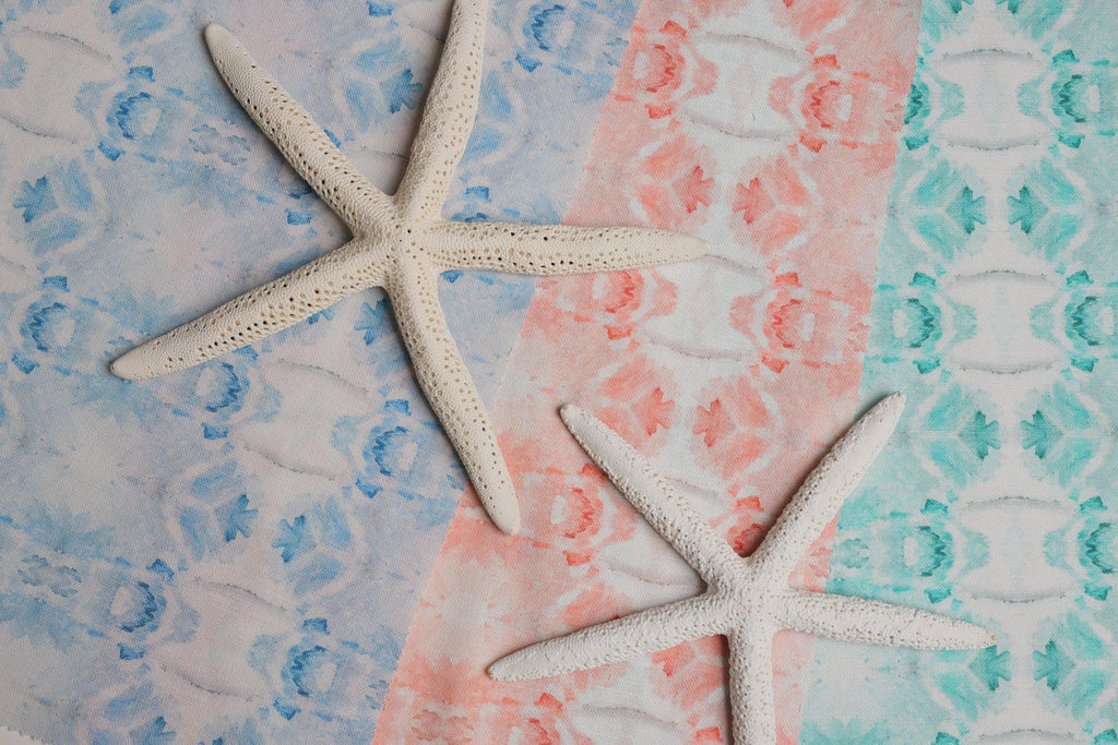 Coastal Waves Pink Coral Fabric - Truett Designs