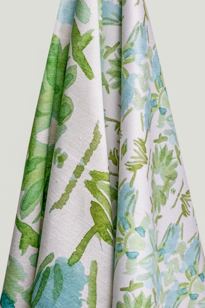 Wildflowers I Sage Green & Blue Fabric Small Repeat - Truett Designs