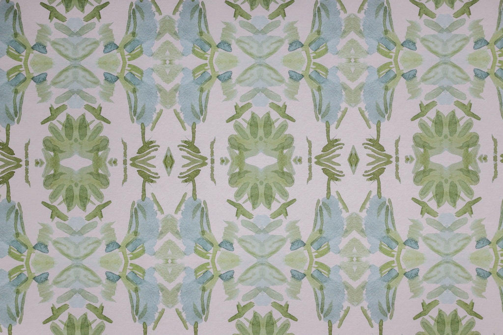 Wildflowers I Sage Green & Blue Wallpaper - Truett Designs